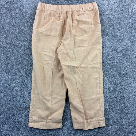 J Jill Pure Jill Garment Dyed Linen Pants Women's M Peach Elastic Waist Crop - Picture 5 of 6